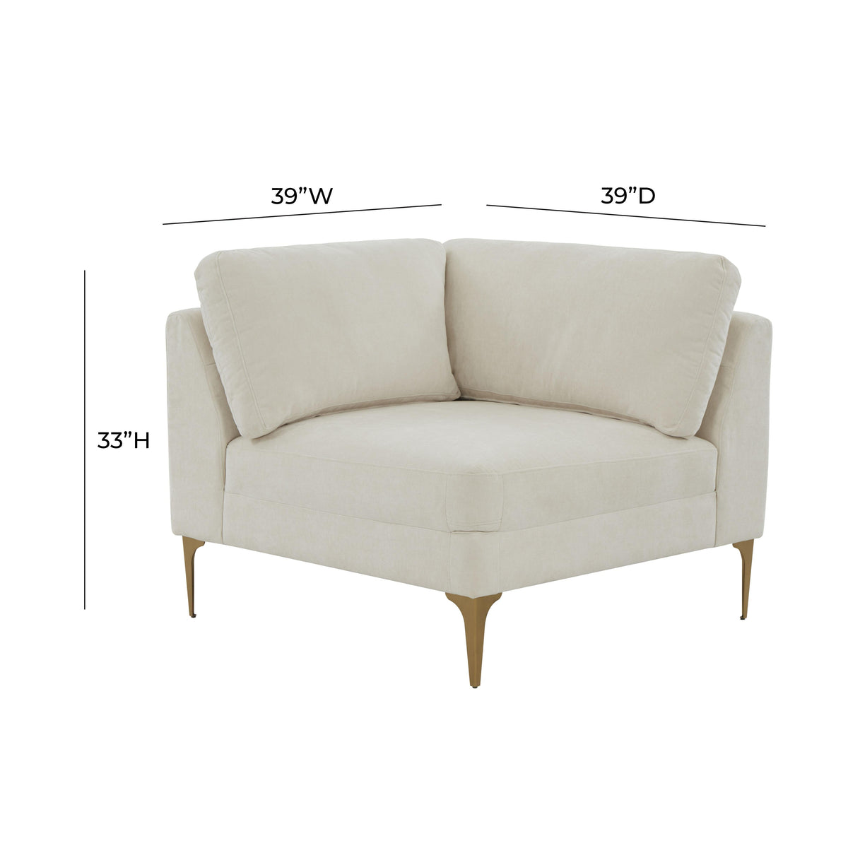 Serena Cream Performance Velvet Modular Armless Chair by TOV Furniture – photo 5 of 5