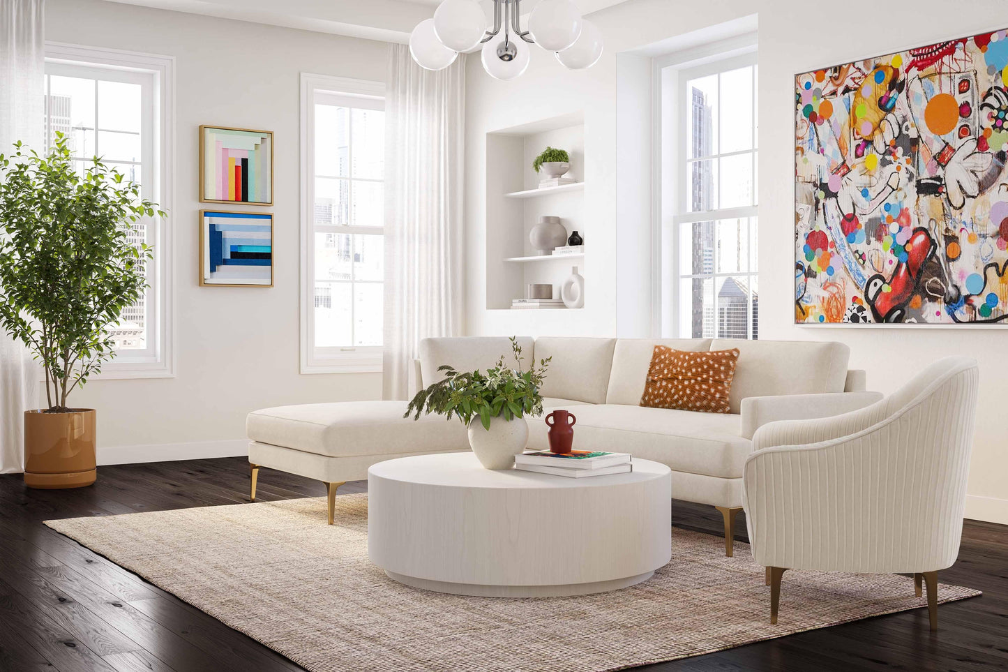 Serena 3 Piece Velvet Chaise Sectional Ren L05120 Sec4L