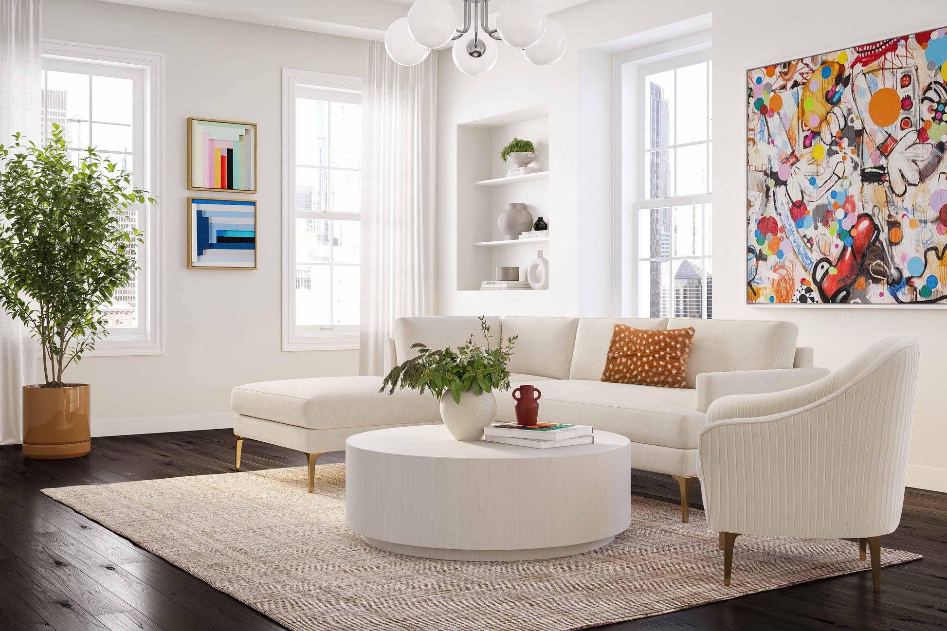 Serena 3 Piece Velvet Chaise Sectional Ren L05130 Sec4R