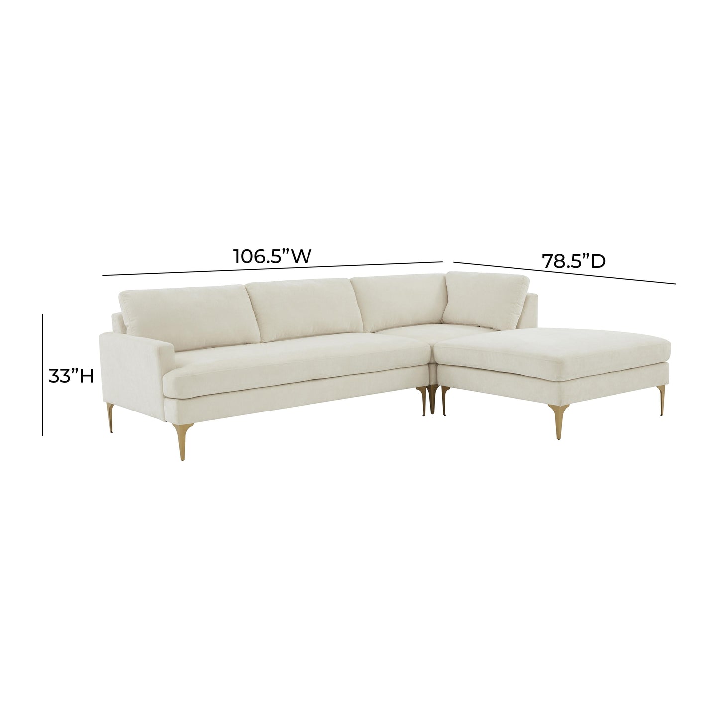 Serena 3 Piece Velvet Chaise Sectional Ren L05110 Sec4L