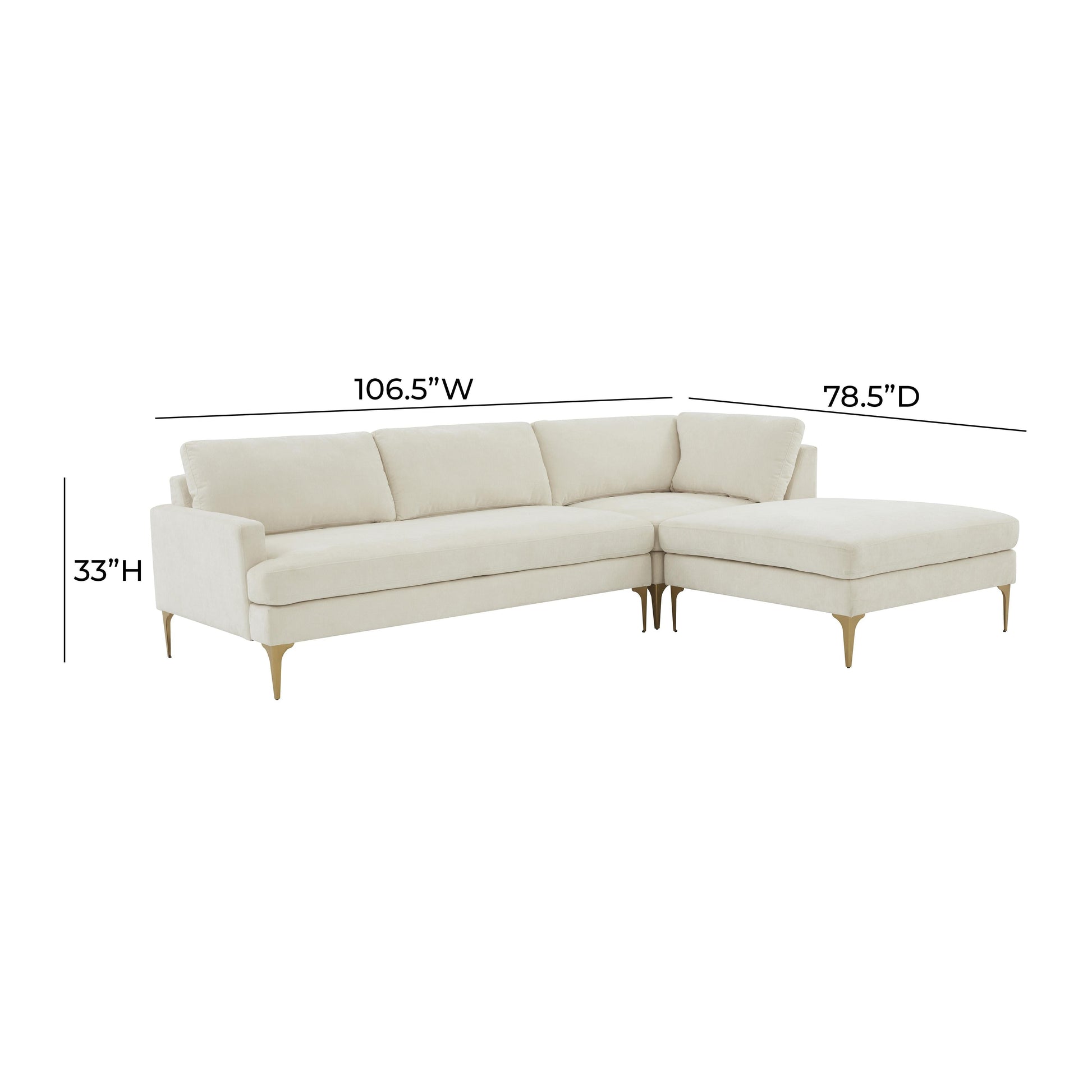 Serena 3 Piece Velvet Chaise Sectional Ren L05120 Sec4L