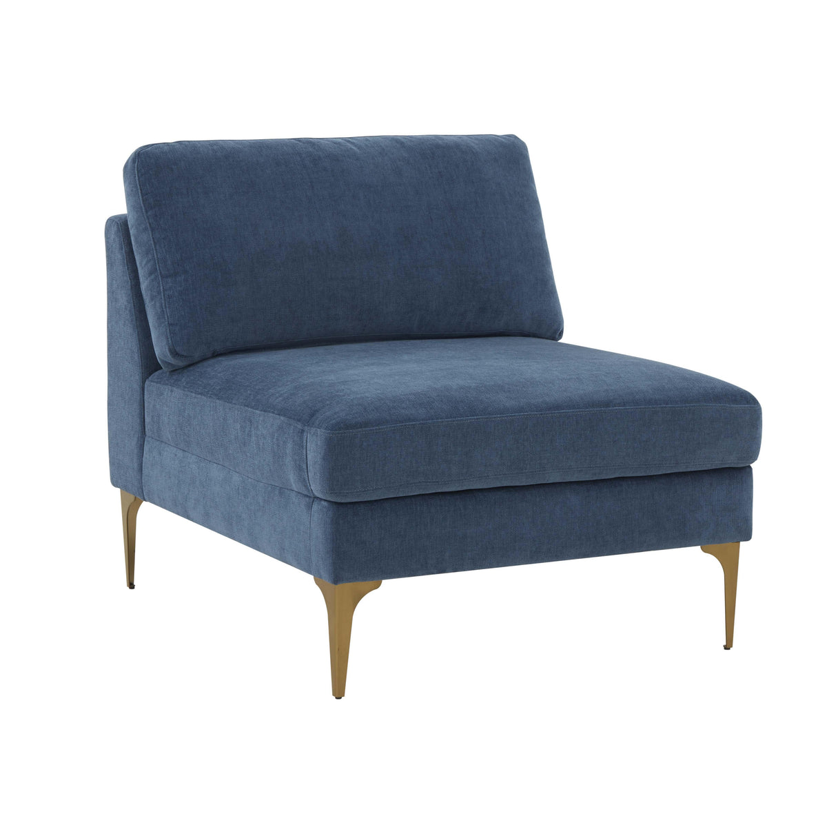 Serena Blue Performance Velvet Modular Armless Chair by TOV Furniture – photo 1 of 5