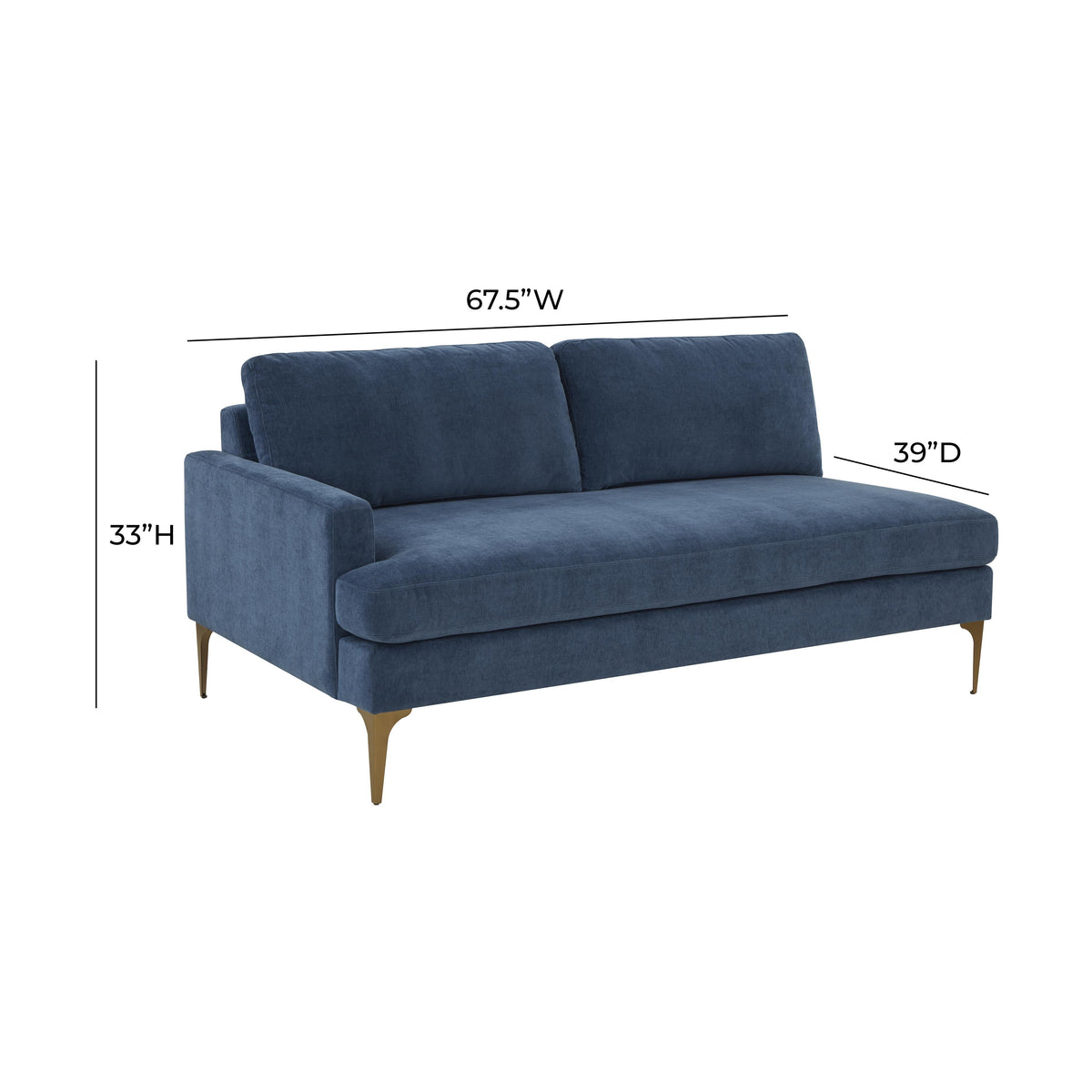 Serena Blue Performance Velvet Modular LAF Loveseat by TOV Furniture – photo 5 of 5