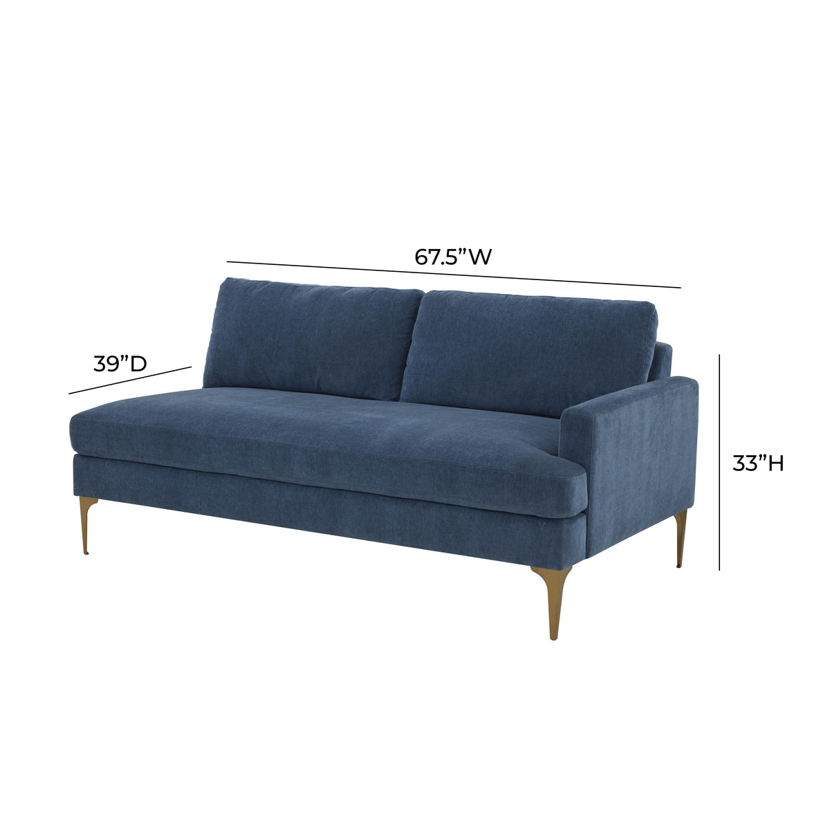 Serena Blue Performance Velvet Modular RAF Loveseat by TOV Furniture – photo 5 of 5