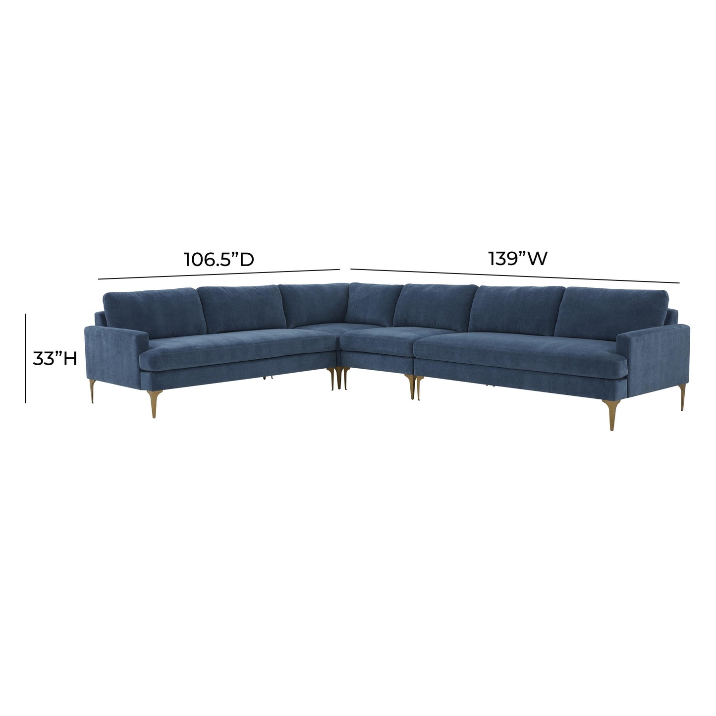 Serena 4 Piece Velvet Large L Sectional Ren L05120 Sec1