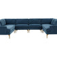 Serena Blue Velvet U Sectional by TOV