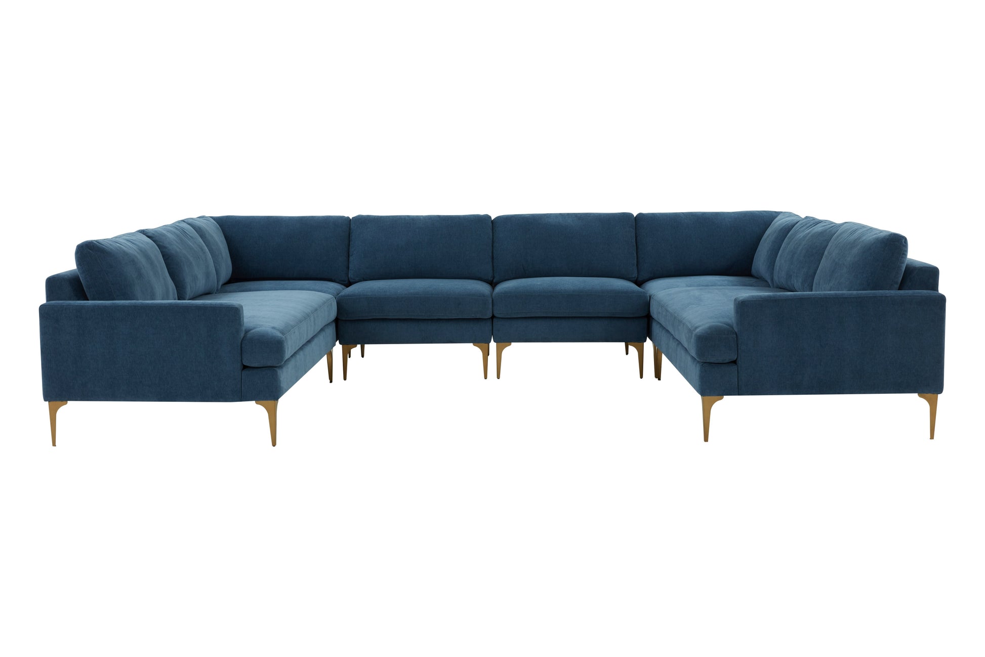 Serena Blue Velvet U Sectional by TOV