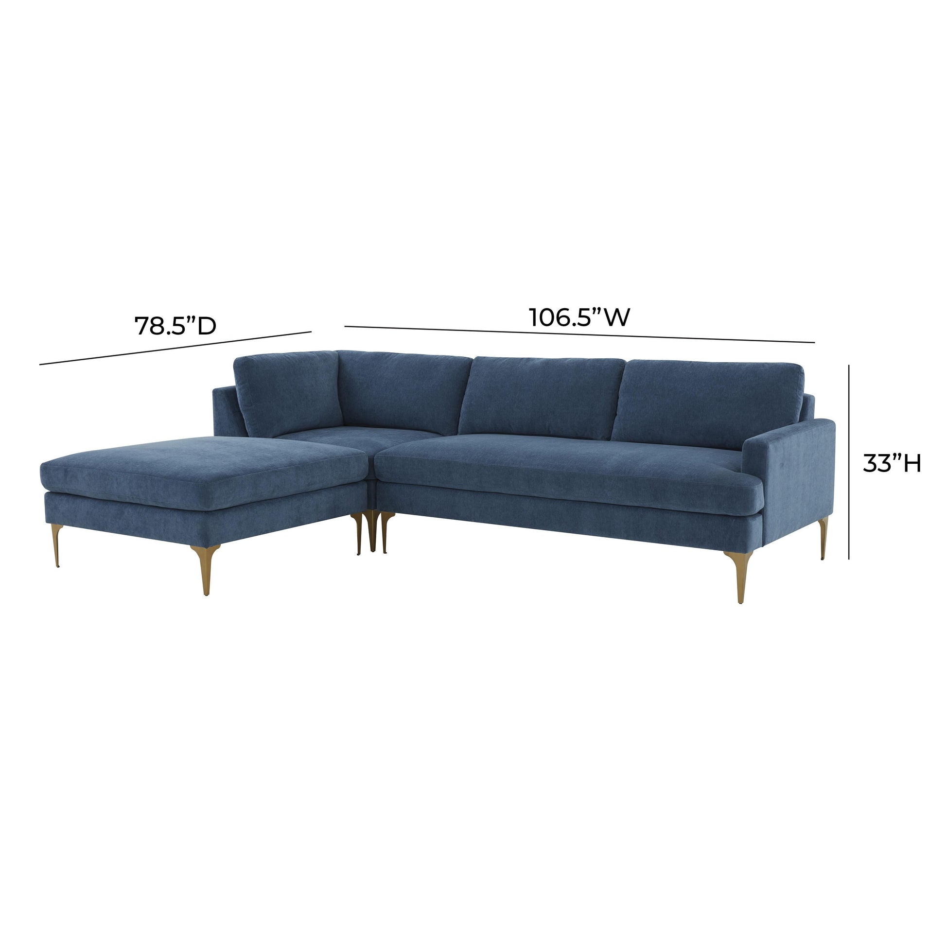 Serena 3 Piece Velvet Chaise Sectional Ren L05120 Sec4L