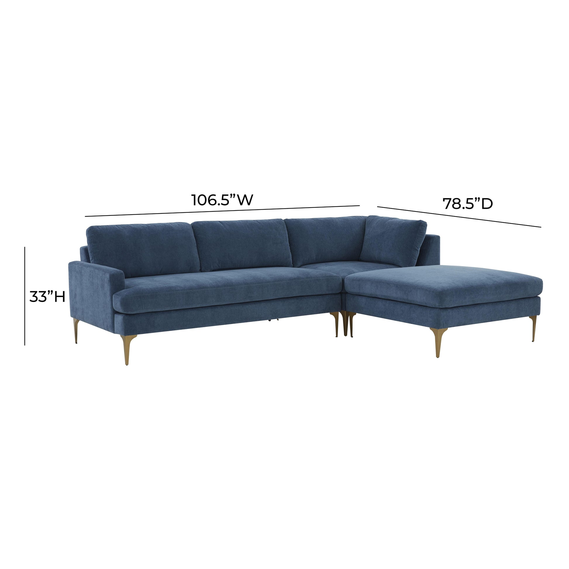 Serena 3 Piece Velvet Chaise Sectional Ren L05110 Sec4R