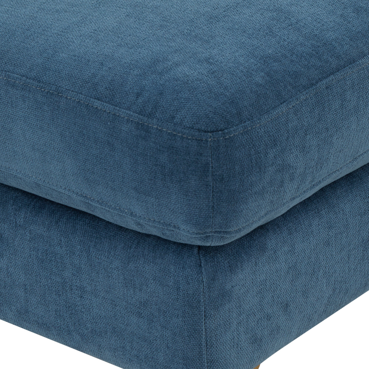 Serena Blue Performance Velvet Ottoman with Brass Legs by TOV Furniture – photo 3 of 4