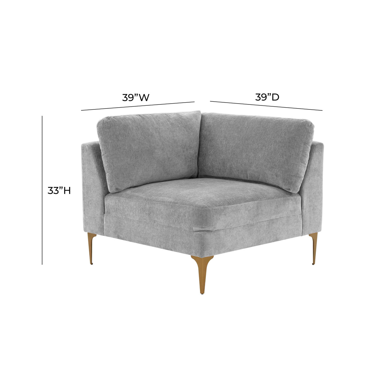 Serena Grey Performance Velvet Modular Armless Chair by TOV Furniture – photo 5 of 5