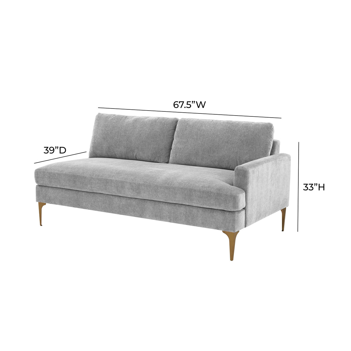 Serena Grey Performance Velvet RAF Modular Loveseat by TOV Furniture – photo 5 of 5