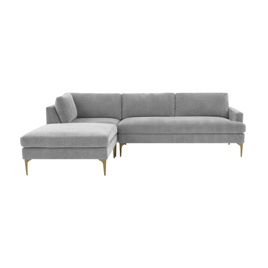 Serena 3-Piece Performance Velvet Chaise Sectional in Grey / LAF by TOV Furniture – photo 2 of 6