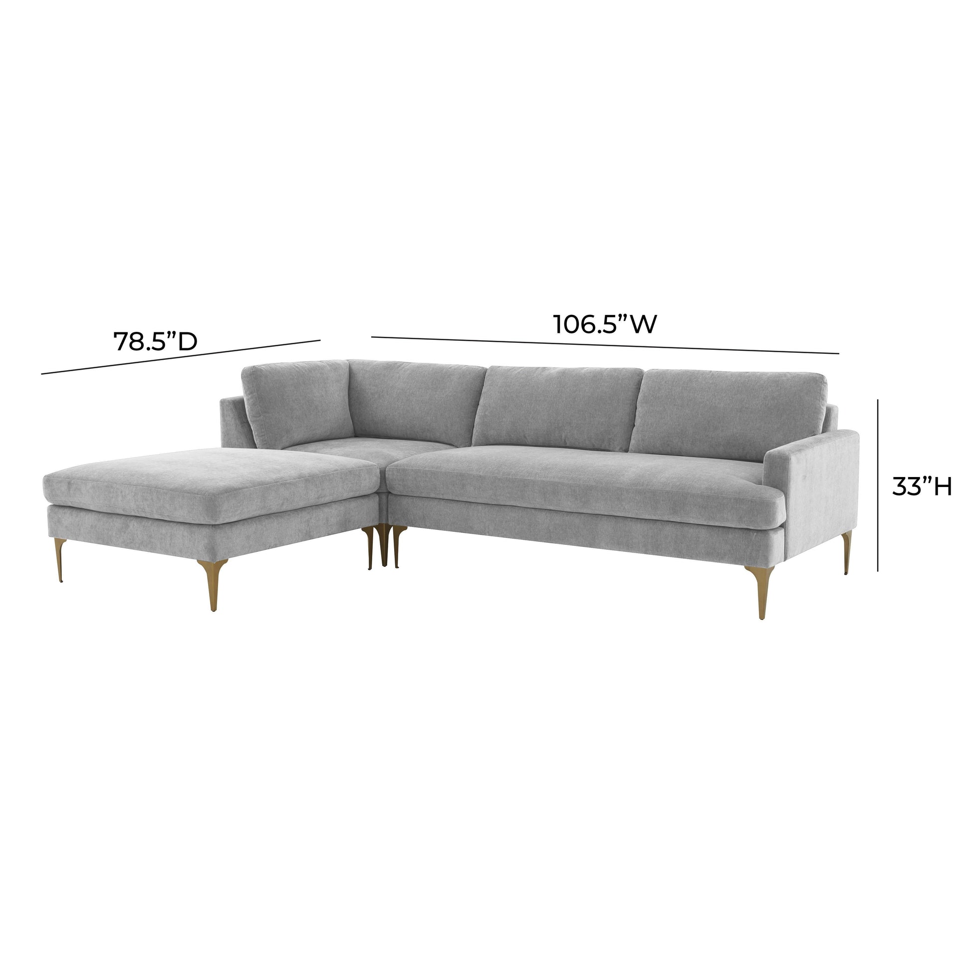 Serena 3 Piece Velvet Chaise Sectional Ren L05110 Sec4L