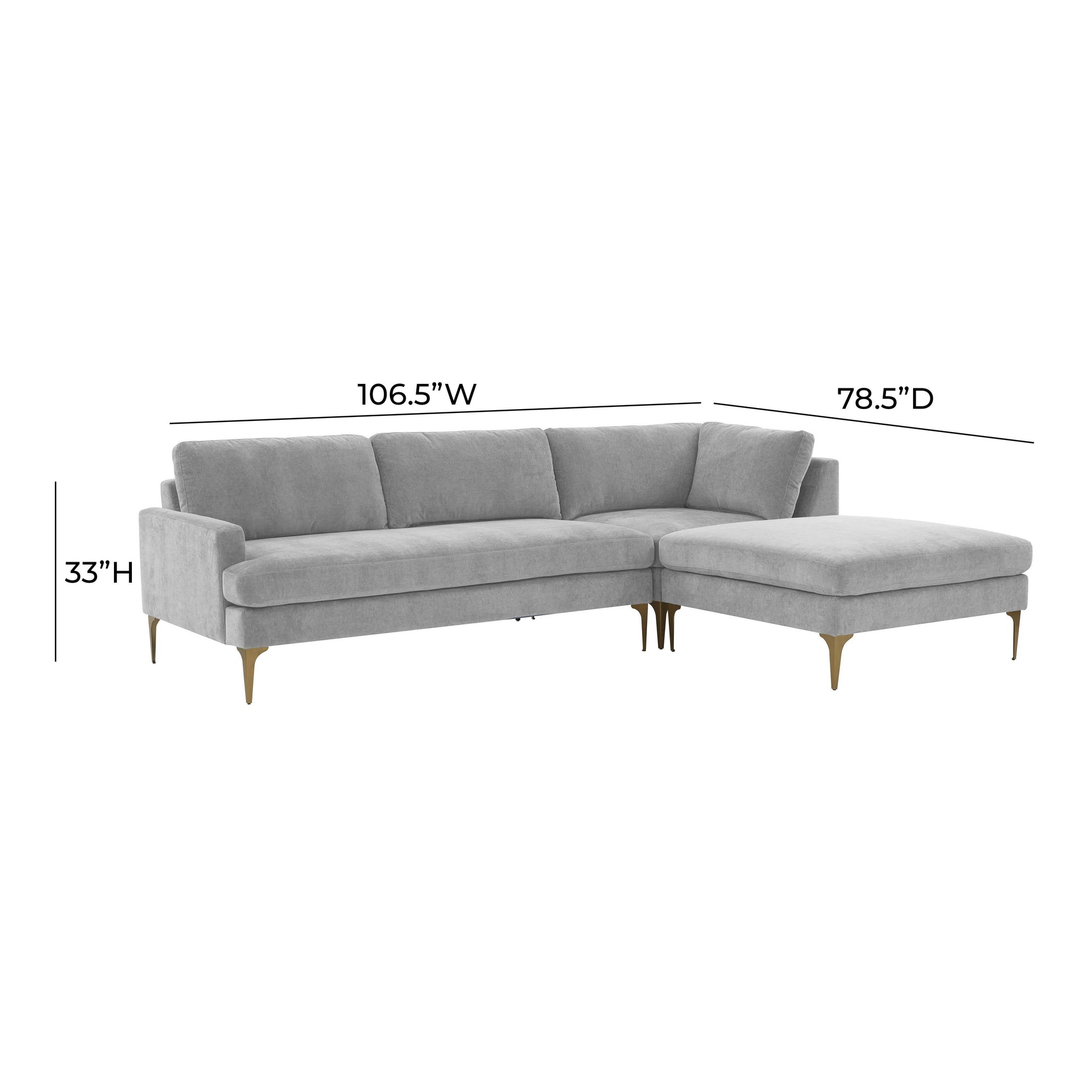 Serena 3 Piece Velvet Chaise Sectional Ren L05110 Sec4R