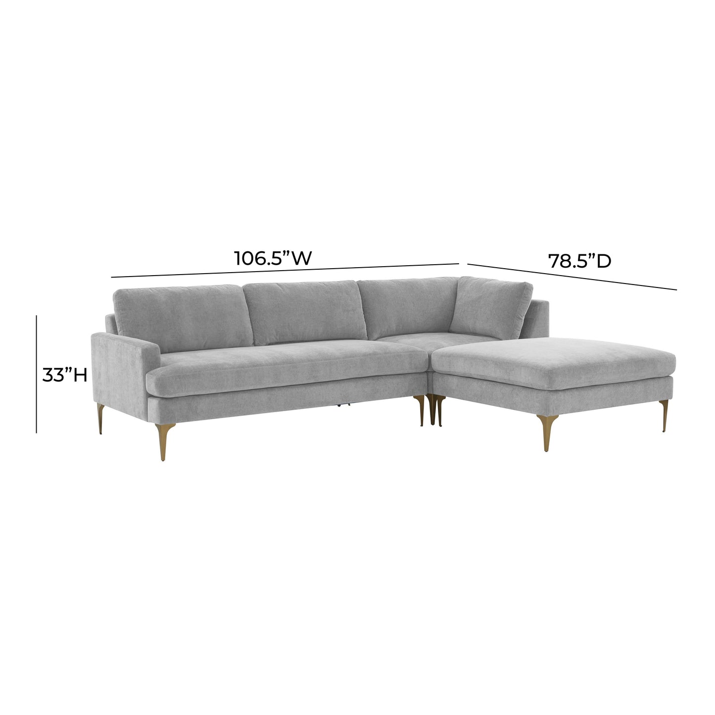 Serena 3 Piece Velvet Chaise Sectional Ren L05130 Sec4L