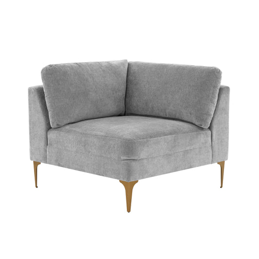 Serena Performance Velvet Modular Corner Seat in Grey by TOV Furniture – photo 1 of 5