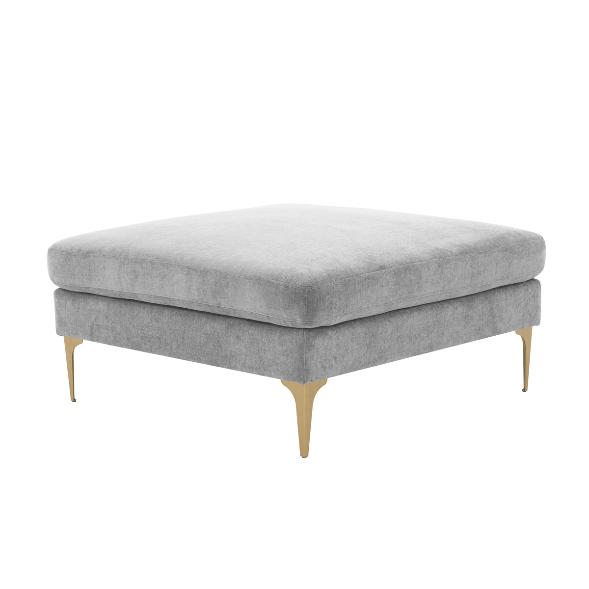 Serena Gray Performance Velvet Ottoman with Brass Legs by TOV Furniture – photo 1 of 4