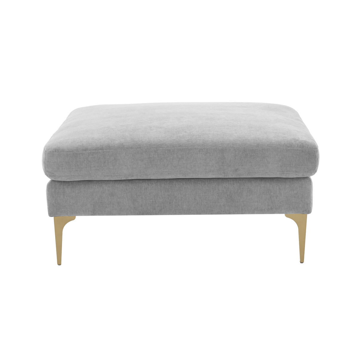 Serena Gray Performance Velvet Ottoman with Brass Legs by TOV Furniture – photo 2 of 4