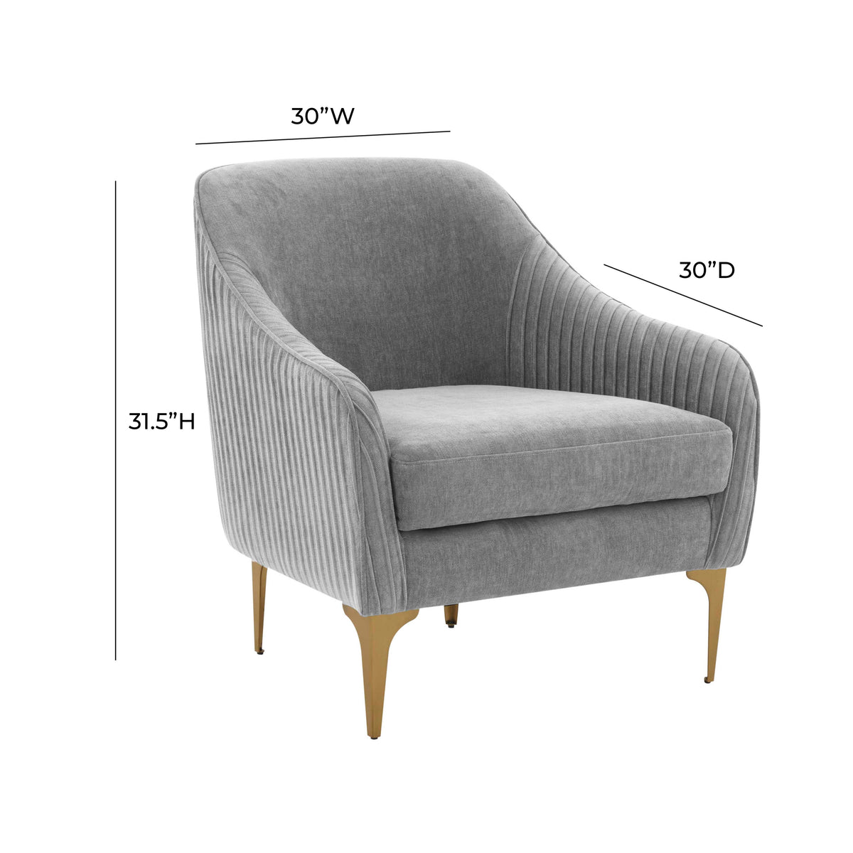 Serena Performance Velvet Accent Chair in Grey by TOV Furniture – photo 6 of 6