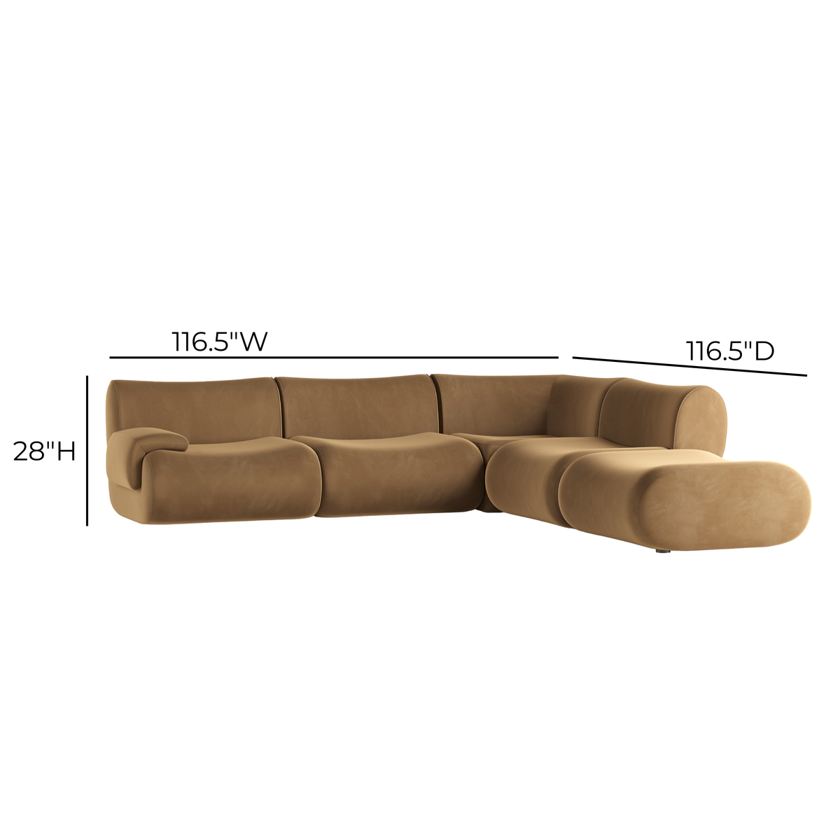 Zenith Latte Brown Velvet Modular RAF Sectional by TOV Furniture – photo 10 of 10