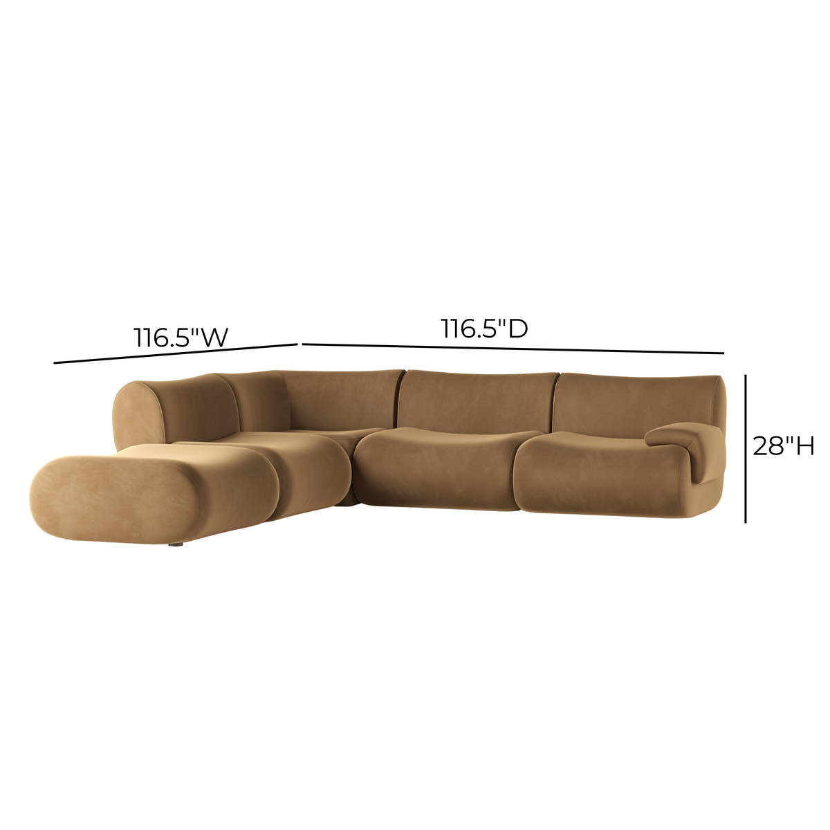 Zenith Latte Brown Velvet Modular LAF Sectional by TOV Furniture – photo 10 of 10