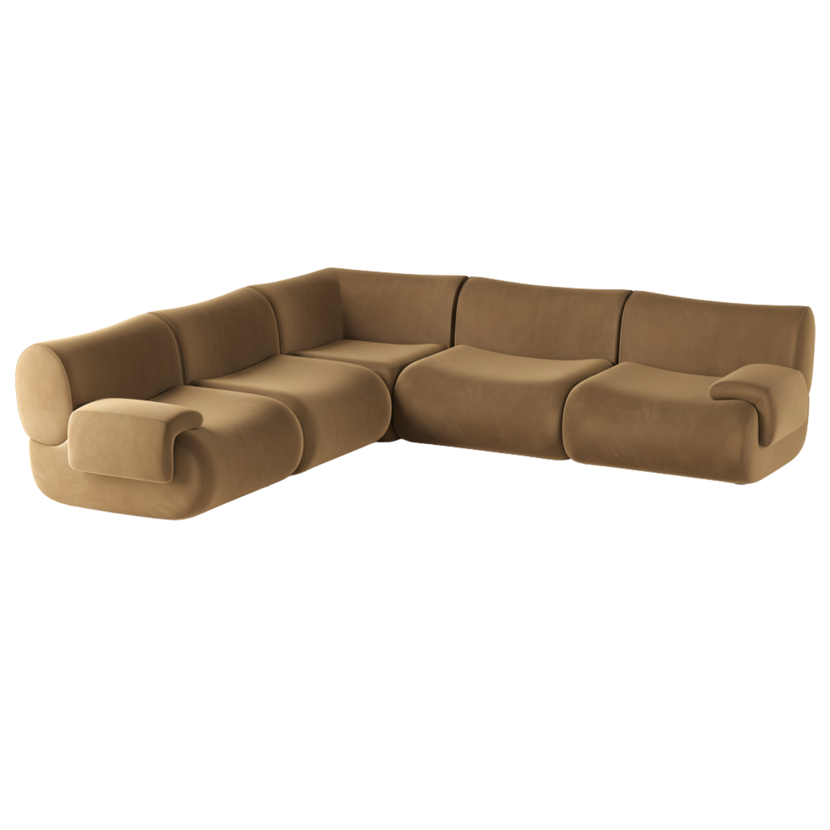 Zenith 5-Piece Latte Brown Performance Velvet Modular L-Sectional by TOV Furniture – photo 3 of 5