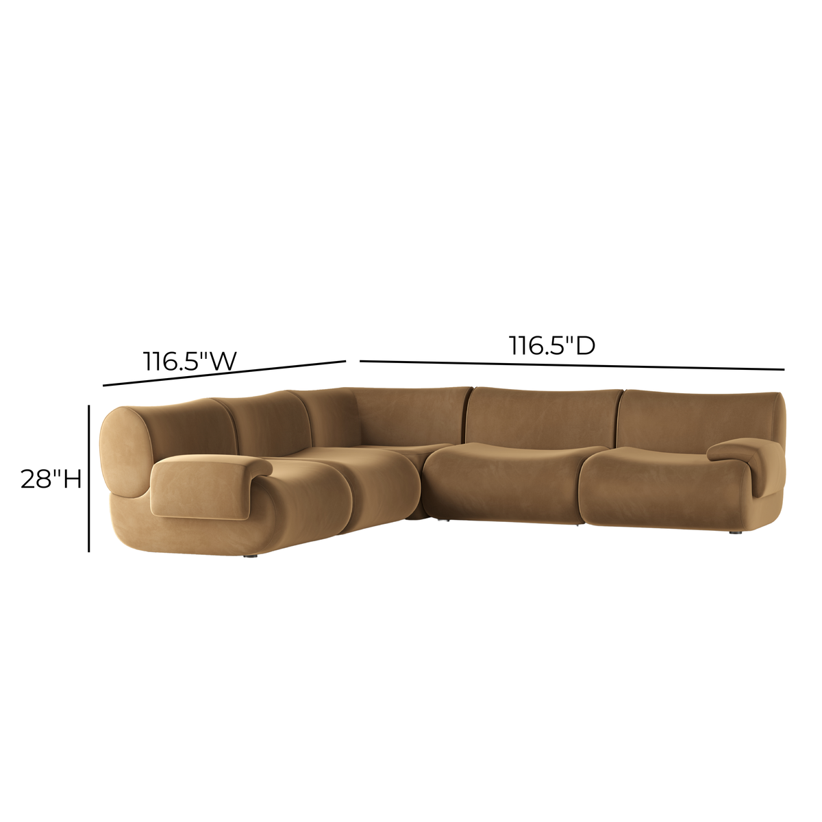 Zenith 5-Piece Latte Brown Performance Velvet Modular L-Sectional by TOV Furniture – photo 5 of 5