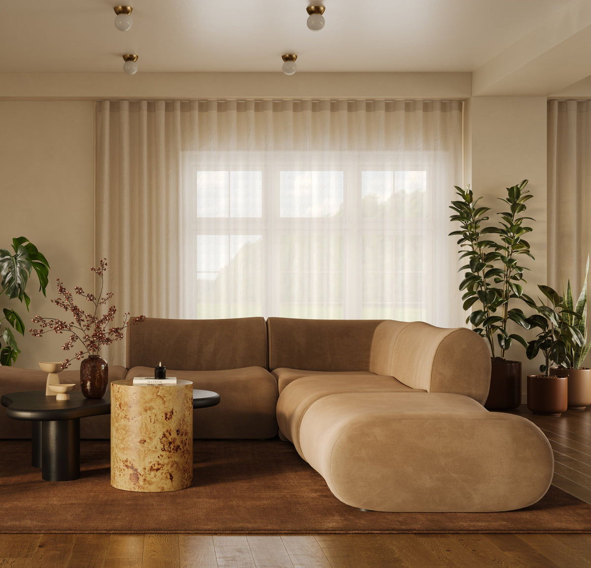 Zenith Latte Brown Performance Velvet Corner Wedge by TOV Furniture – photo 2 of 8