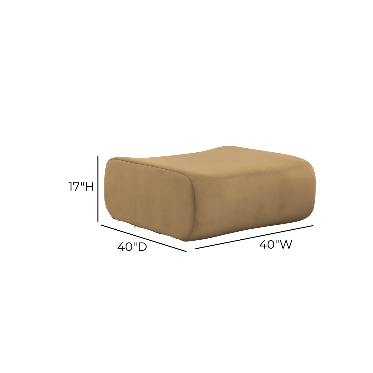 Zenith Latte Brown Performance Velvet Ottoman by TOV Furniture – photo 6 of 6