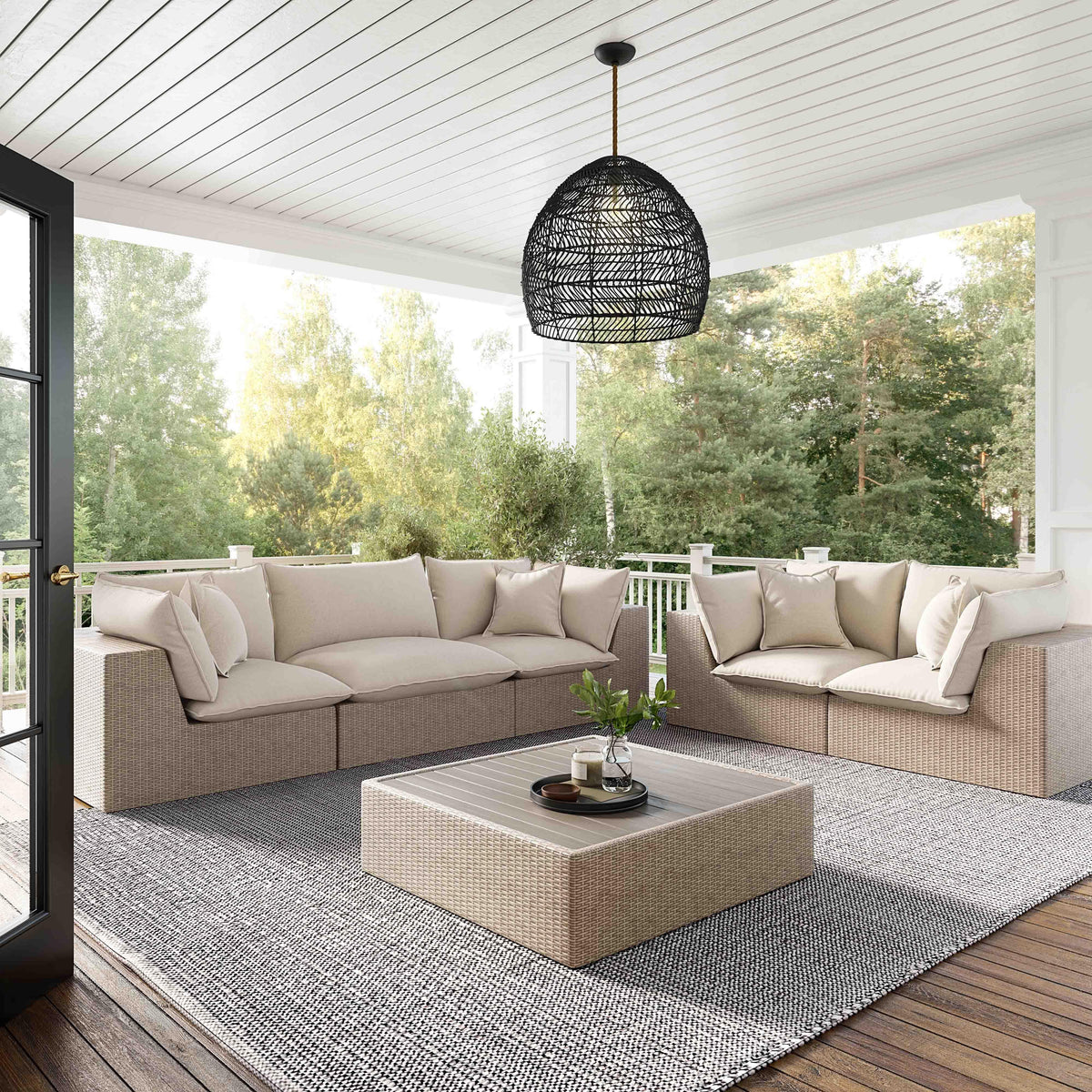 Cali Natural Performance Fabric & Natural Wicker Modular Outdoor Loveseat by TOV Furniture – photo 7 of 7