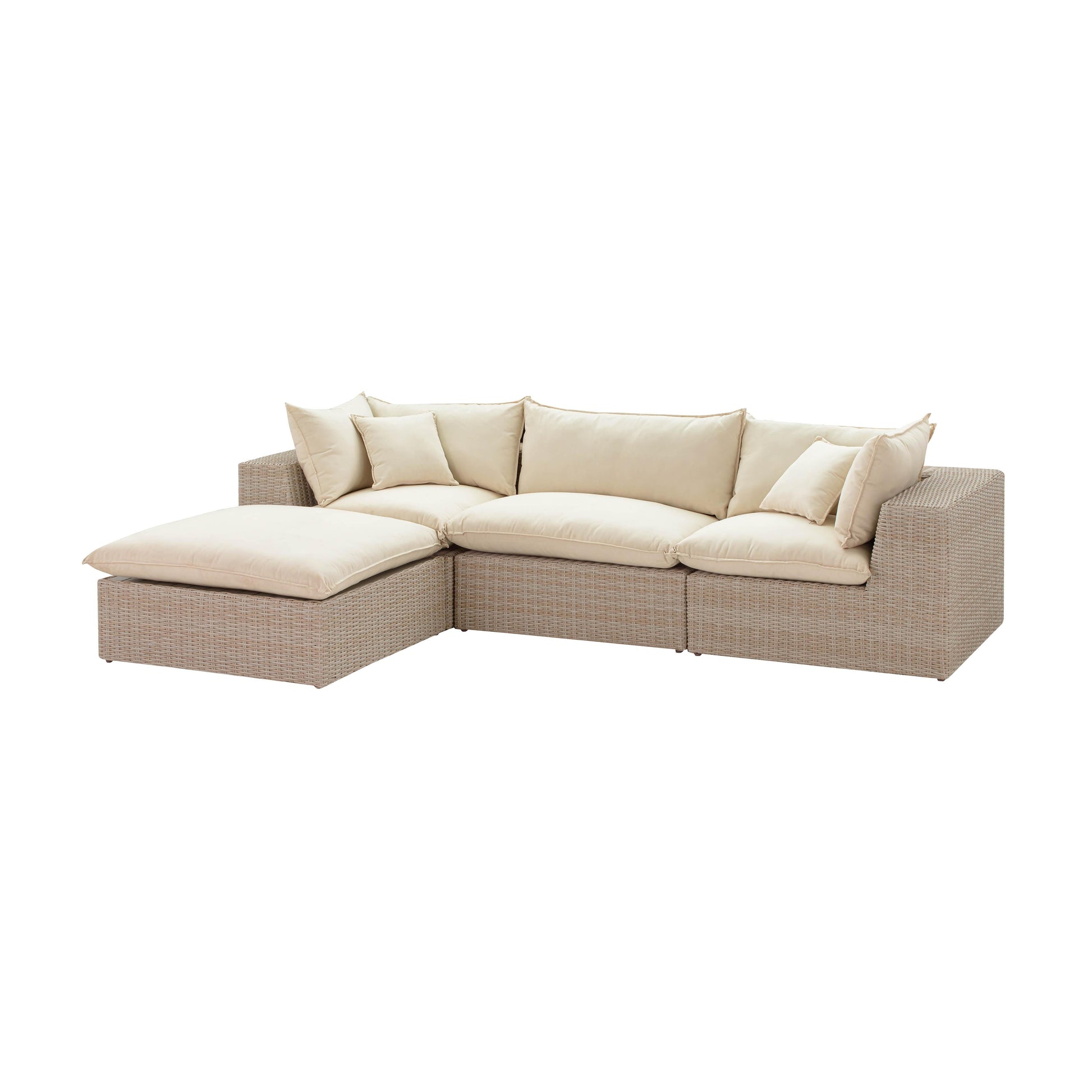 Cali 4 Piece Natural Wicker Outdoor Modular Sectional Ren O11163 Sec