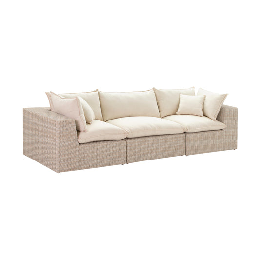 Cali 120 Natural Wicker Outdoor Modular Sofa Ren O11163