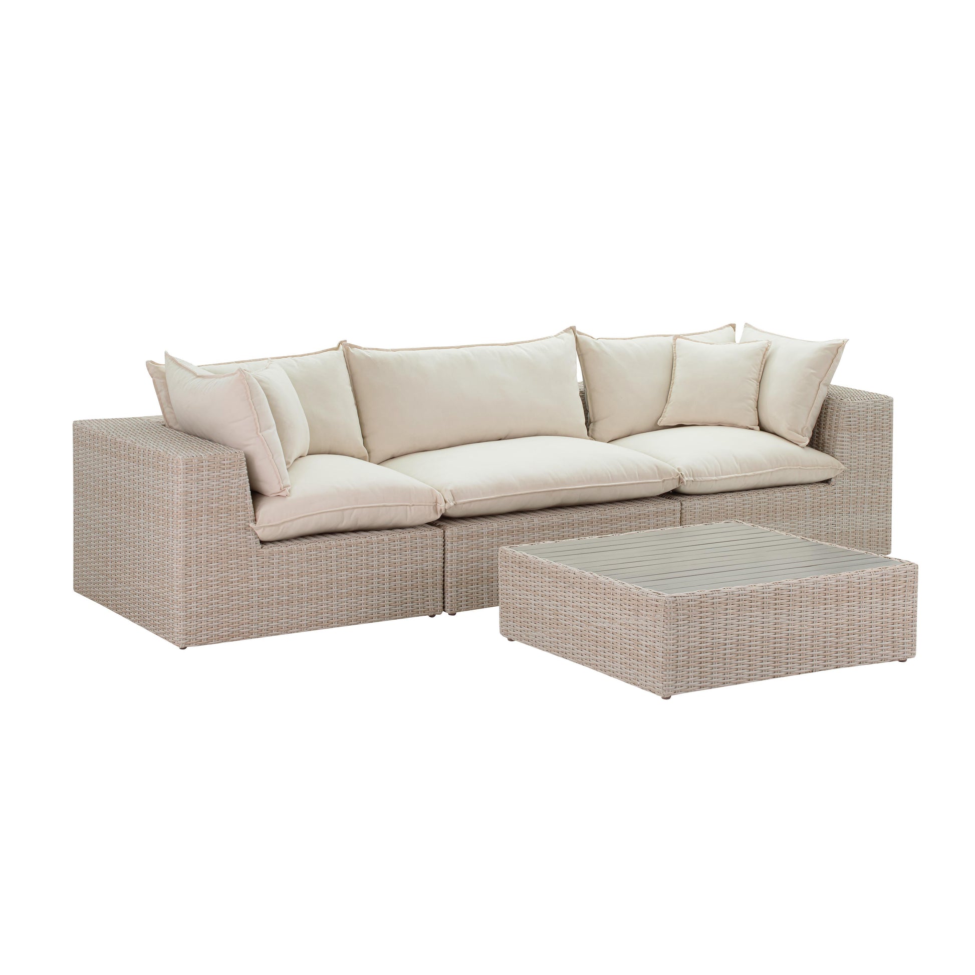 Cali 120 Natural Wicker Outdoor Modular Sofa Ren O11163