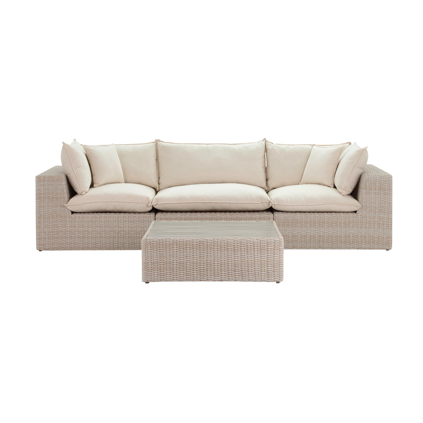 Cali 120 Natural Wicker Outdoor Modular Sofa Ren O11163
