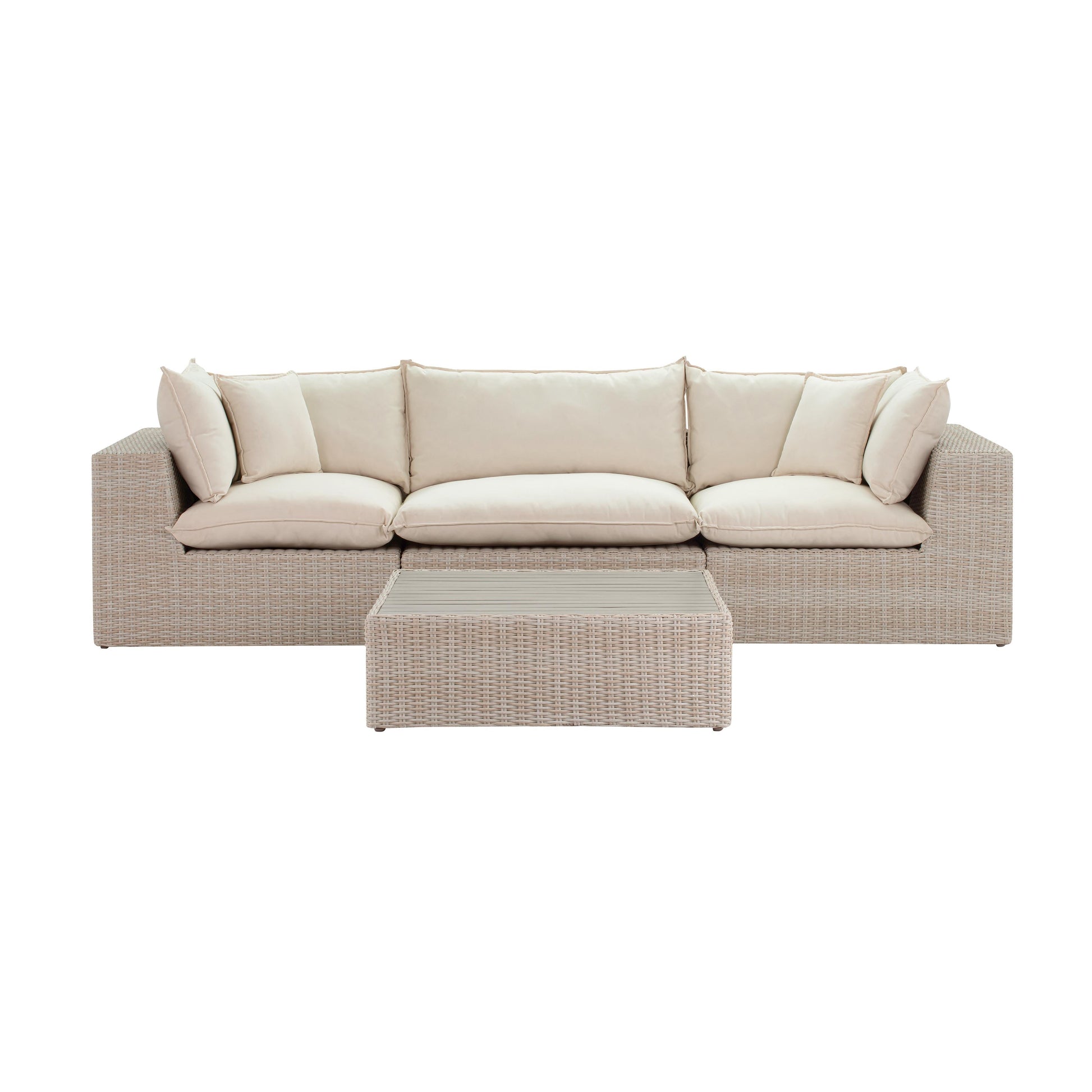 Cali 120 Natural Wicker Outdoor Modular Sofa Ren O11163