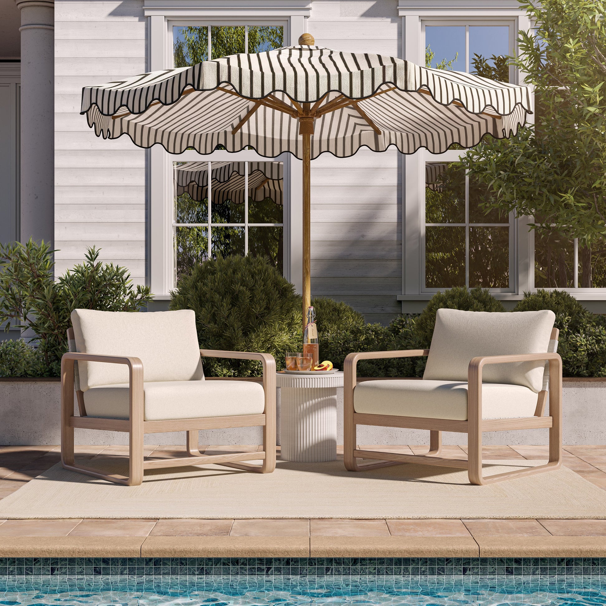 Palata Cream Performance Fabric Outdoor Accent Chair Cream by Tov Furniture