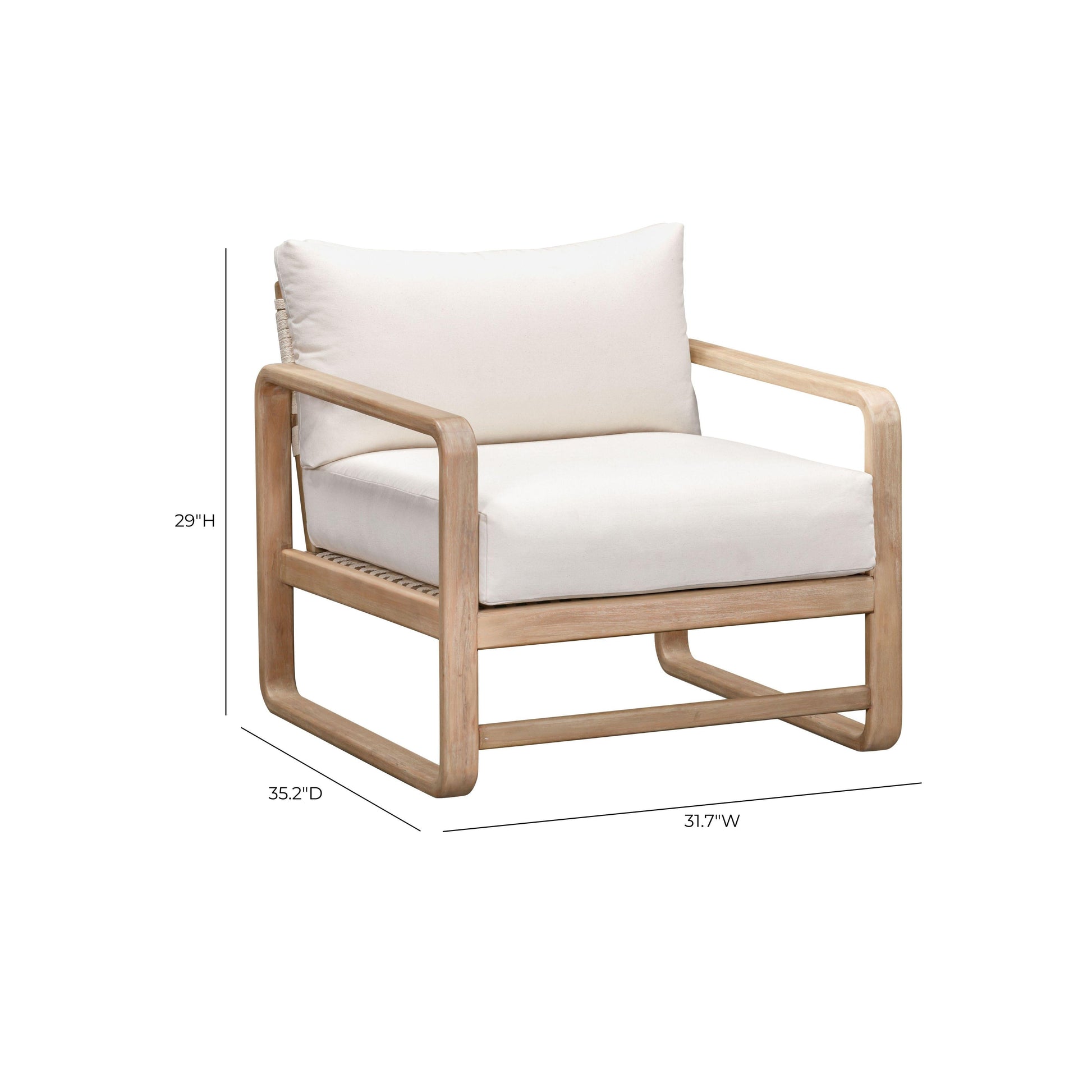 Palata Cream Performance Fabric Outdoor Accent Chair Cream by Tov Furniture