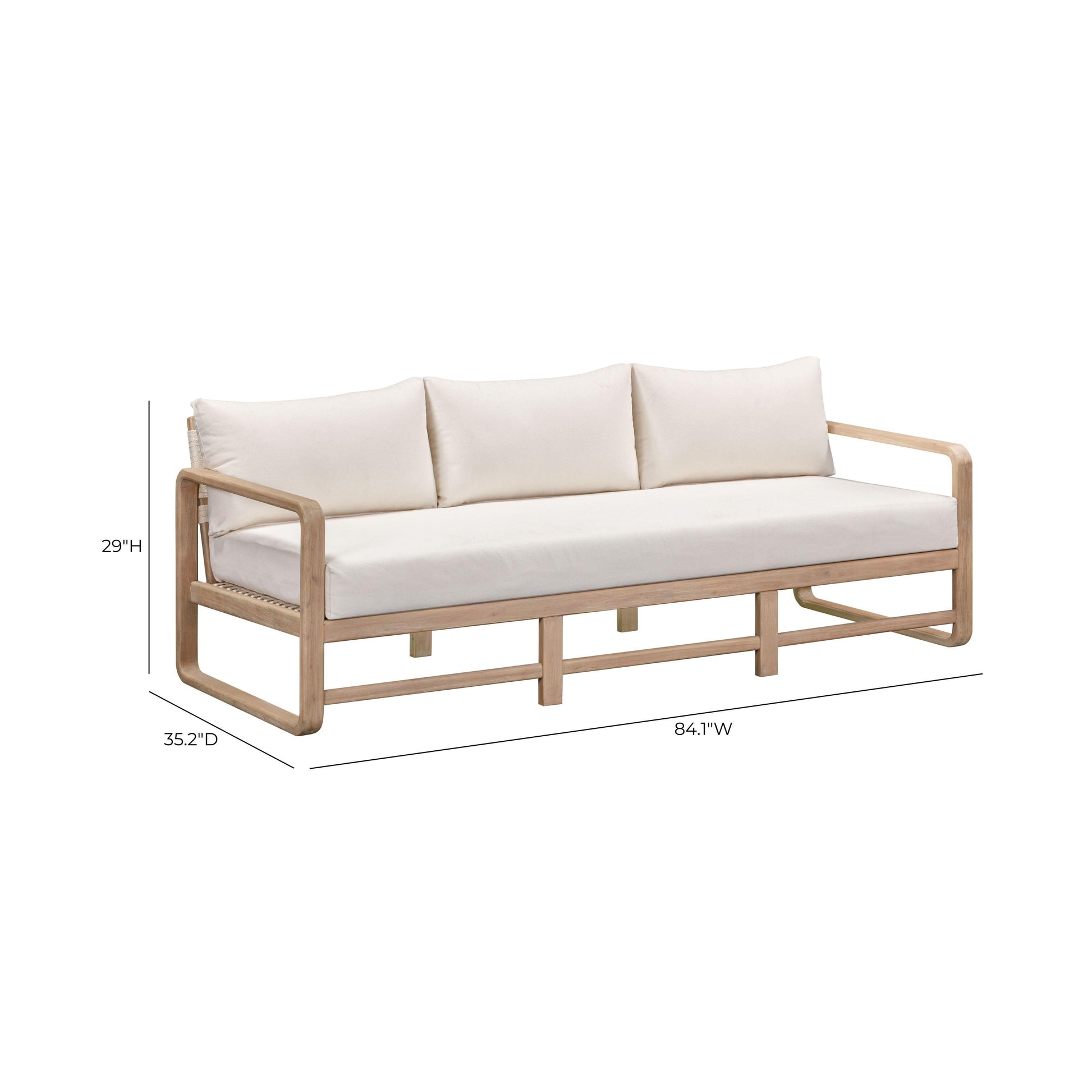 Palata 84" Cream Performance Fabric Outdoor Sofa Cream by Tov Furniture