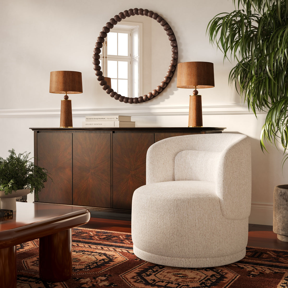 Massa Beige Textured Performance Fabric Swivel Accent Chair by TOV Furniture – photo 2 of 9