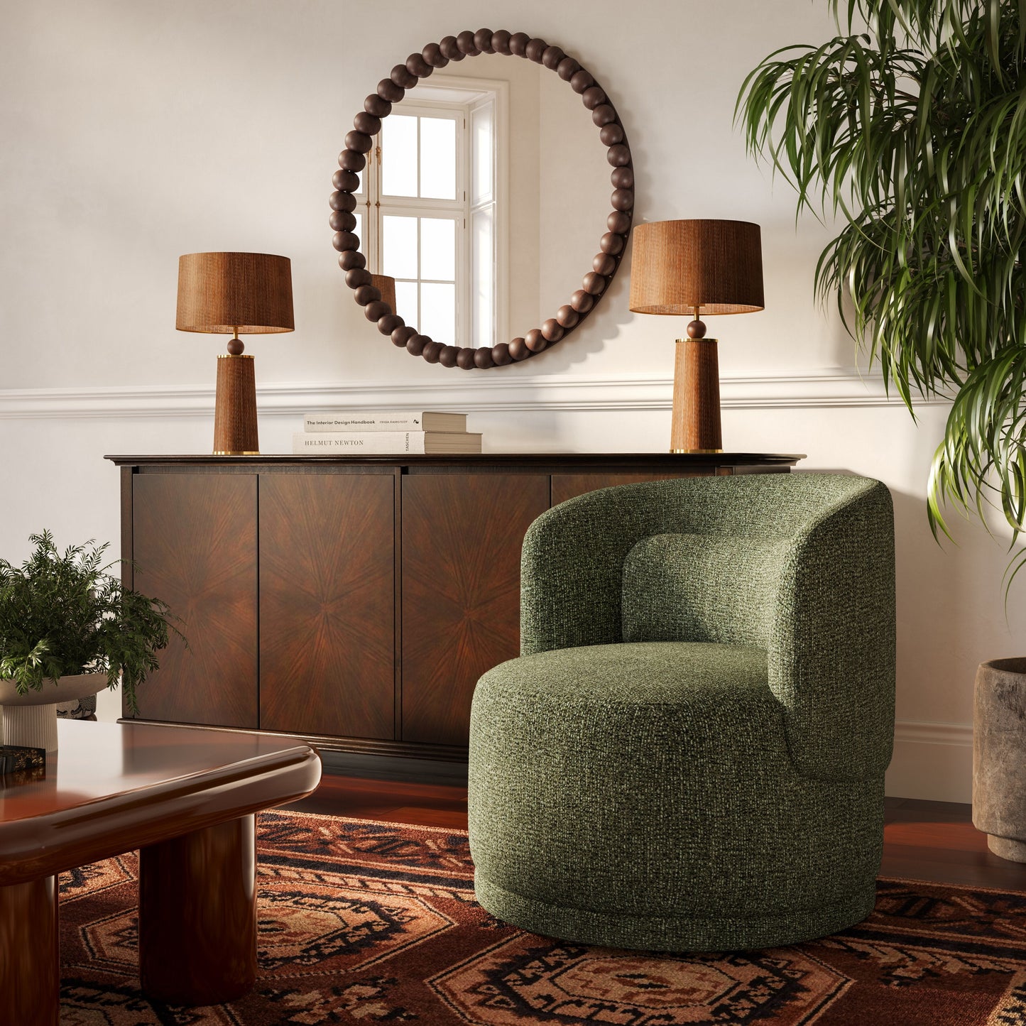 Massa Textured Performance Fabric Swivel Accent Chair Green by Tov Furniture
