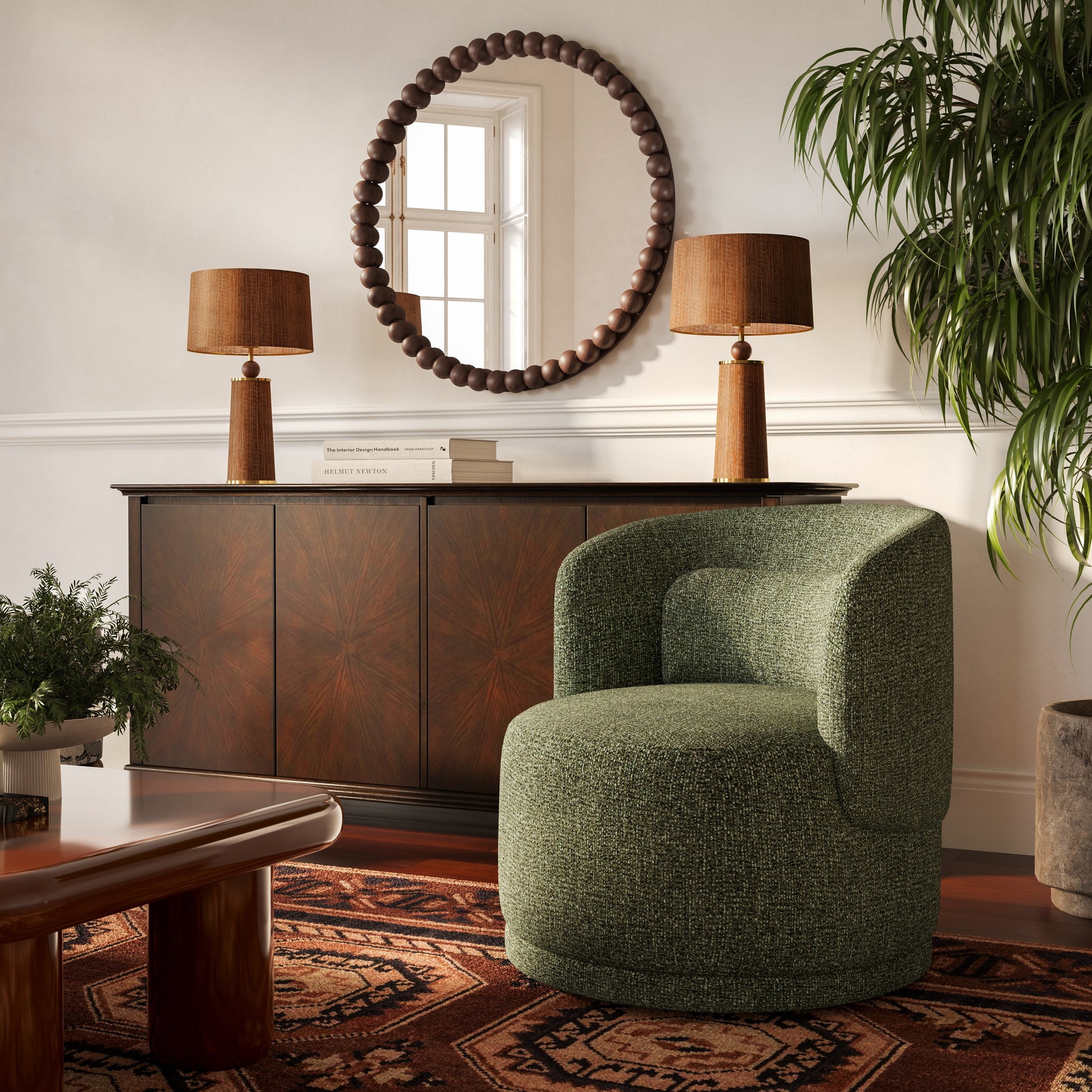 Massa Textured Performance Fabric Swivel Accent Chair Green by Tov Furniture
