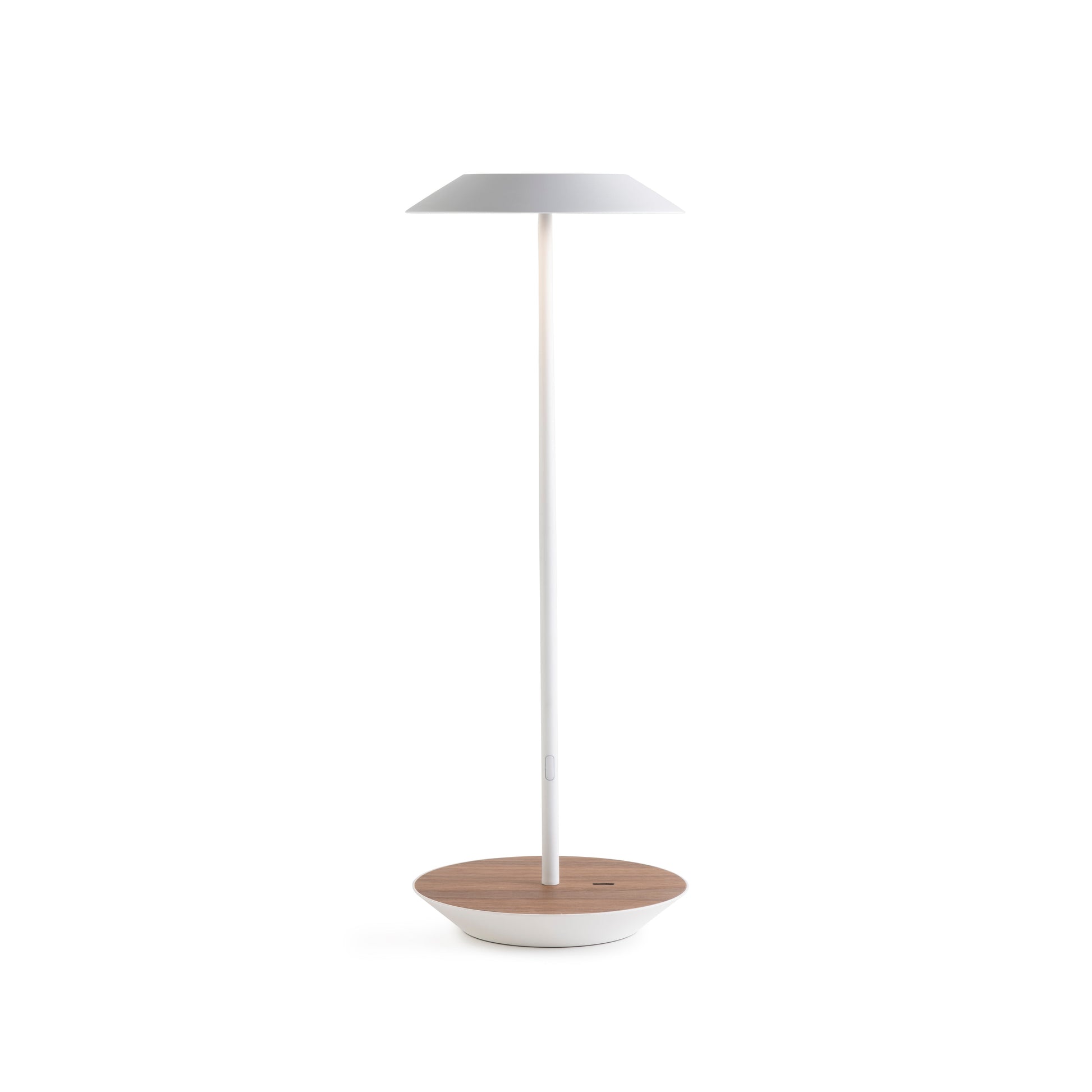 Royyo Desk Lamp Matte White Body Oiled Walnut Base Plate Ryo Sw Mwt Owt Dsk by Koncept Inc
