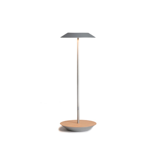 Royyo Desk Lamp Silver Body White Oak Base Plate Ryo Sw Sil Wok Dsk by Koncept Inc