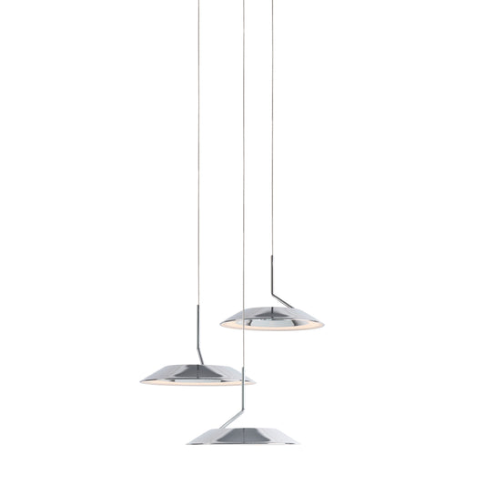Royyo Pendant Circular 3 Pendant Chrome Matte White Canopy Ryp C3 Sw Crm by Koncept Inc