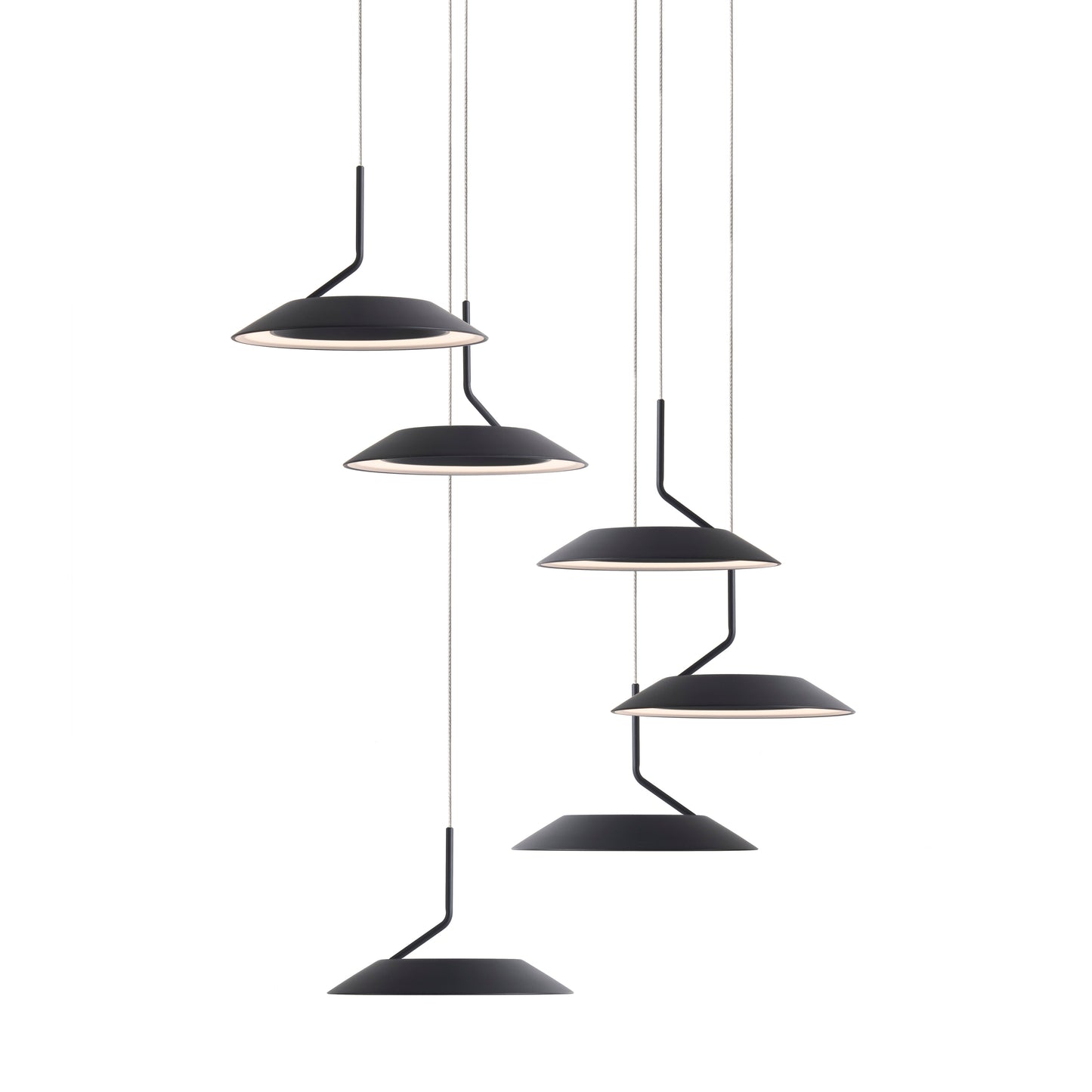 Royyo Pendant Circular 6 Pendant Matte Black Matte Black Canopy Ryp C6 Sw Mtb by Koncept Inc