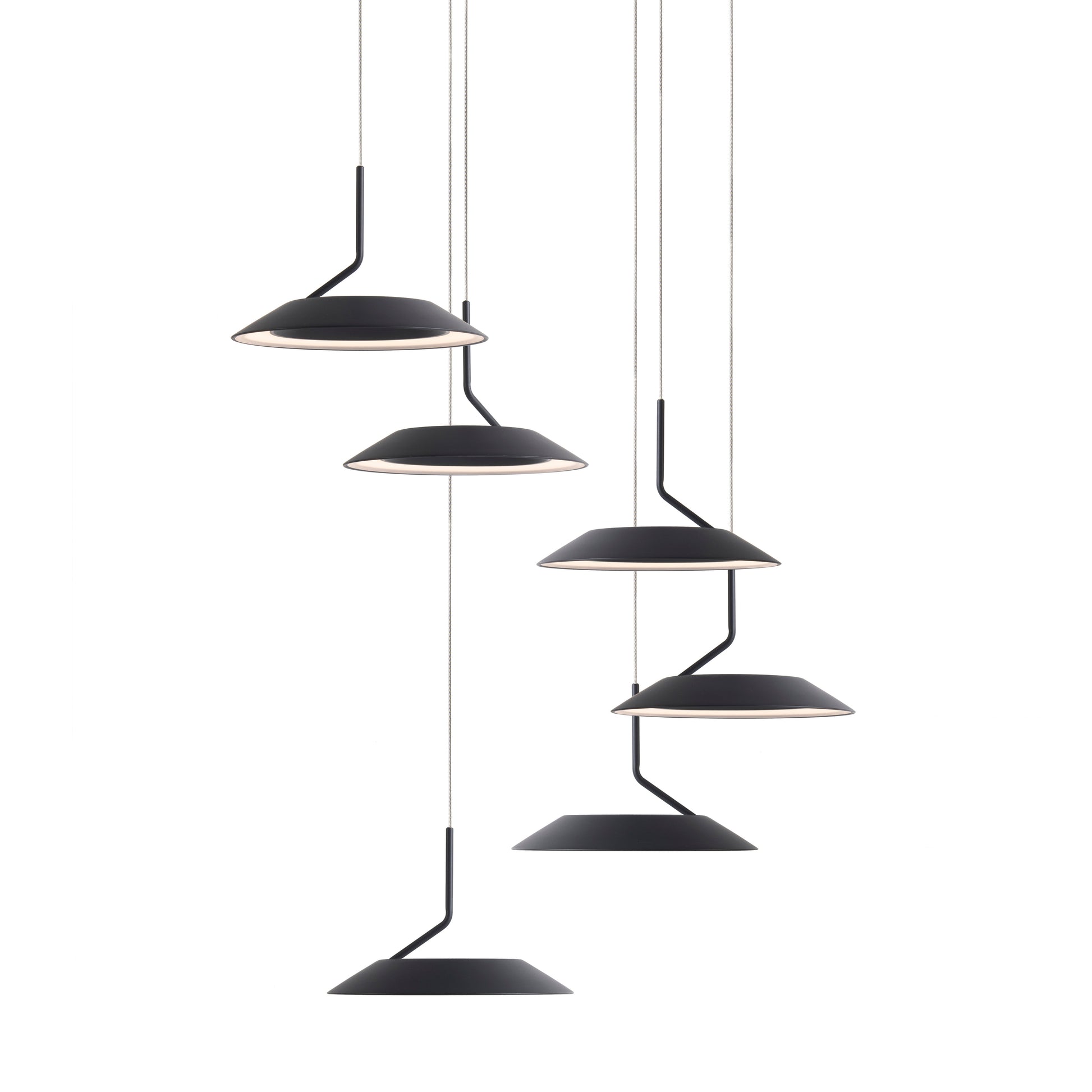 Royyo Pendant Circular 6 Pendant Matte Black Matte Black Canopy Ryp C6 Sw Mtb by Koncept Inc
