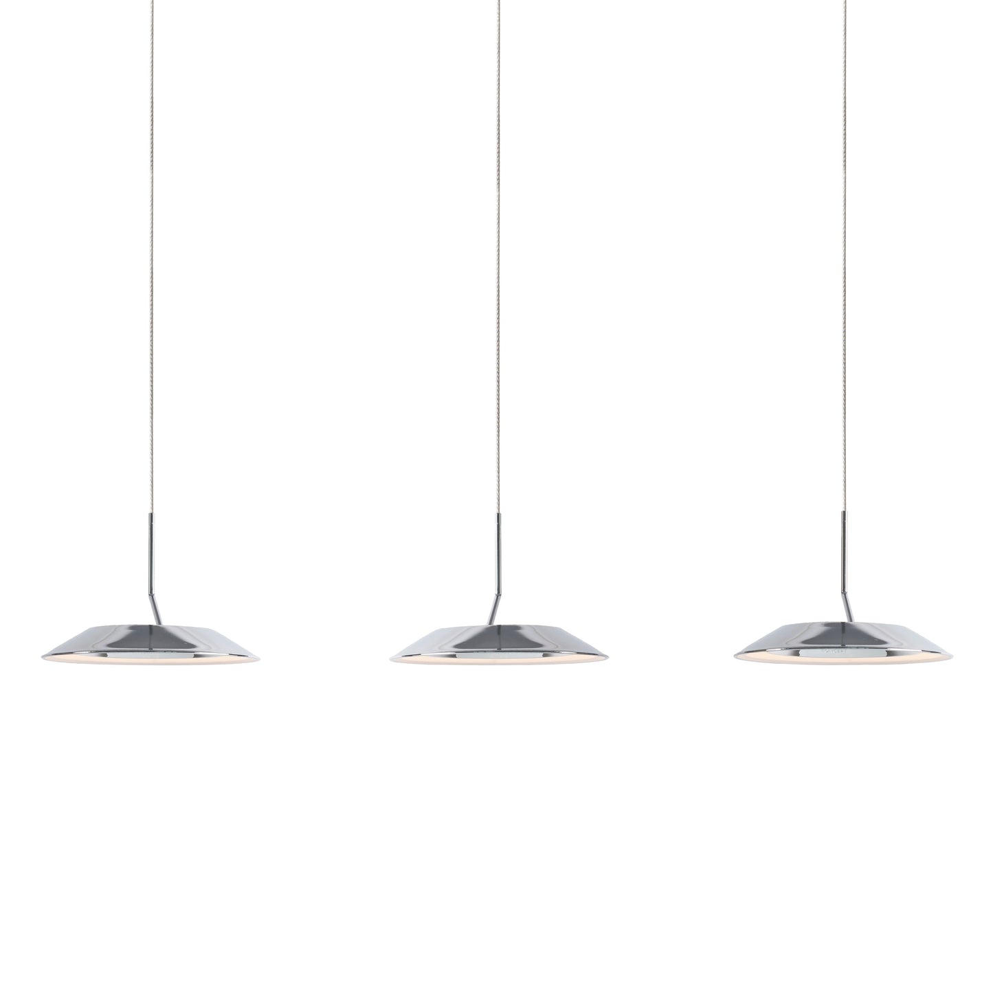 Royyo Pendant Linear 3 Pendant Chrome Matte White Canopy Ryp L3 Sw Crm by Koncept Inc
