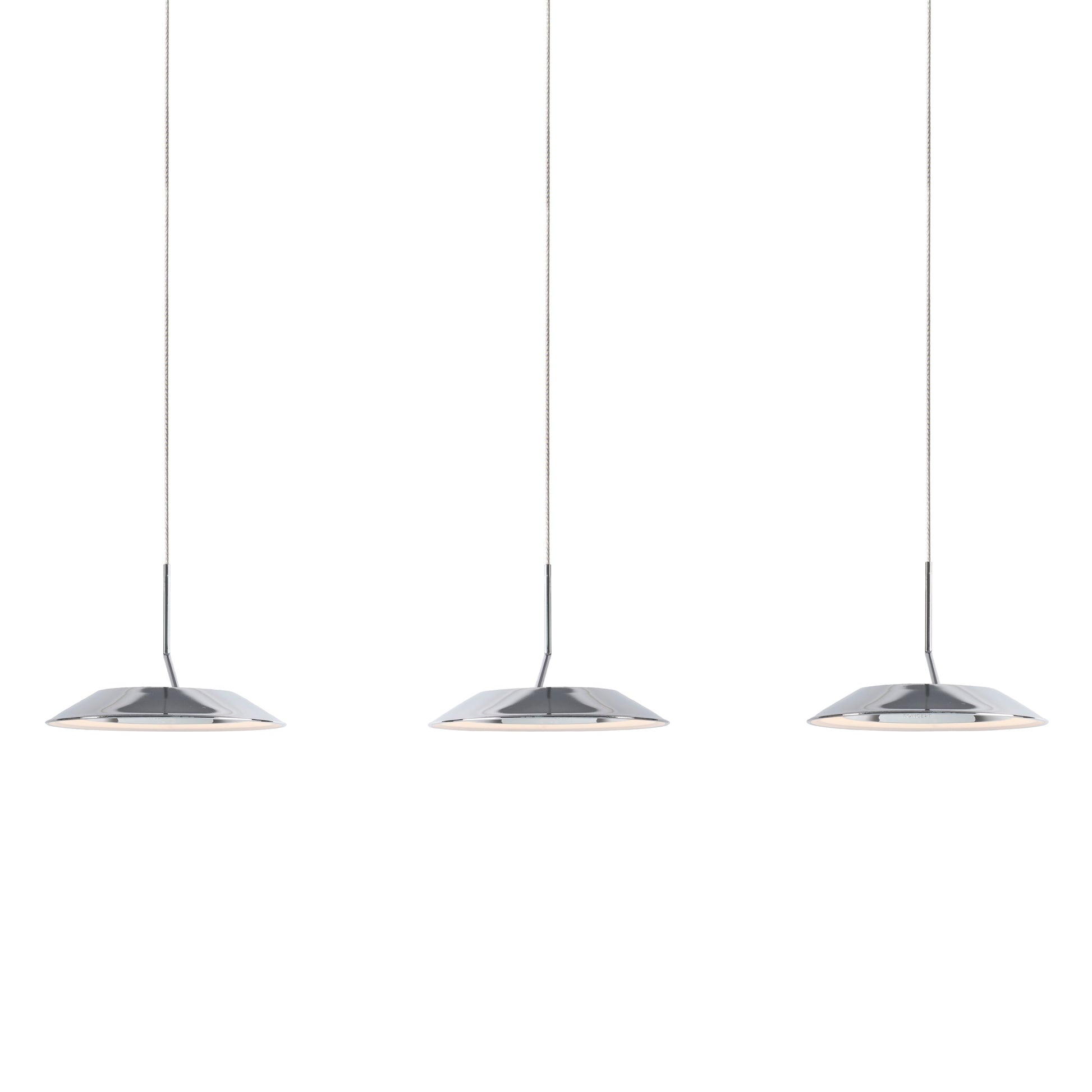 Royyo Pendant Linear 3 Pendant Chrome Matte White Canopy Ryp L3 Sw Crm by Koncept Inc