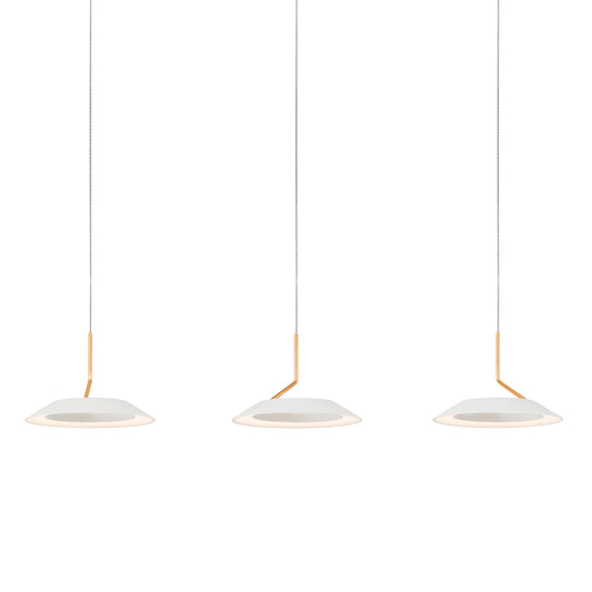 Royyo Pendant Linear 3 Pendant Matte White Gold Accent Matte White Canopy Ryp L3 Sw Mwg by Koncept Inc